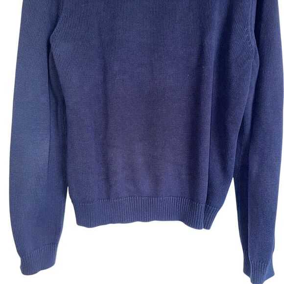 Lauren Ralph Lauren Sz XL Shawl Neck Sweater Nautical Cozy Navy &‎ Gold - Picture 12 of 12